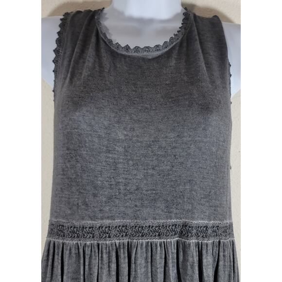 Uptown Ellie Gray Marled Sleeveless Peplum Dress Medium Crochet Back Lace Up - Picture 5 of 7